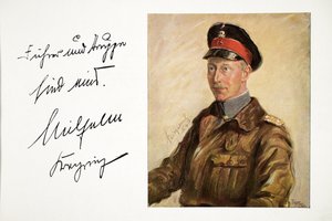 William, Saksan kruununprinssi armeijan univormussa, pubi. 16. huhtikuuta 1917 (värilitografia)